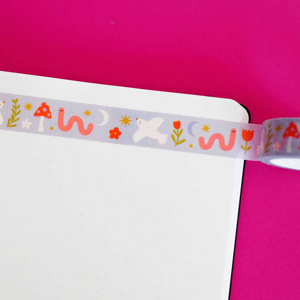 Pretty bird and worm patterned washi tape 