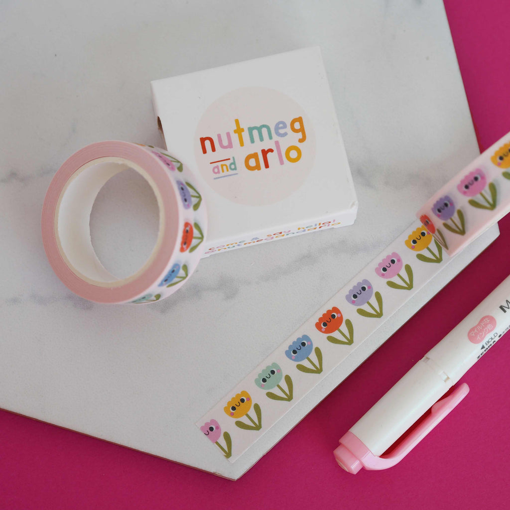 Happy Flowers Washi Tape - Nutmeg and Arlo