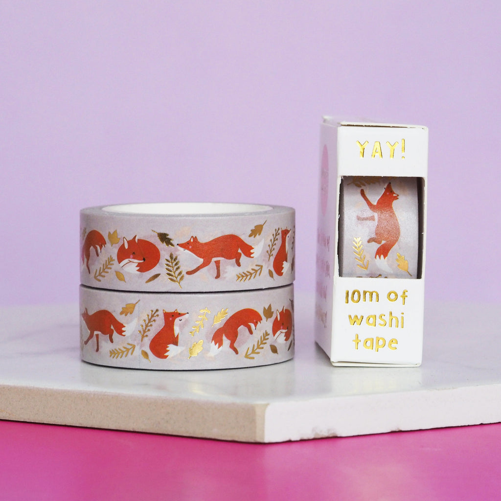 Gold foil fox washi tape - nutmeg and arlo