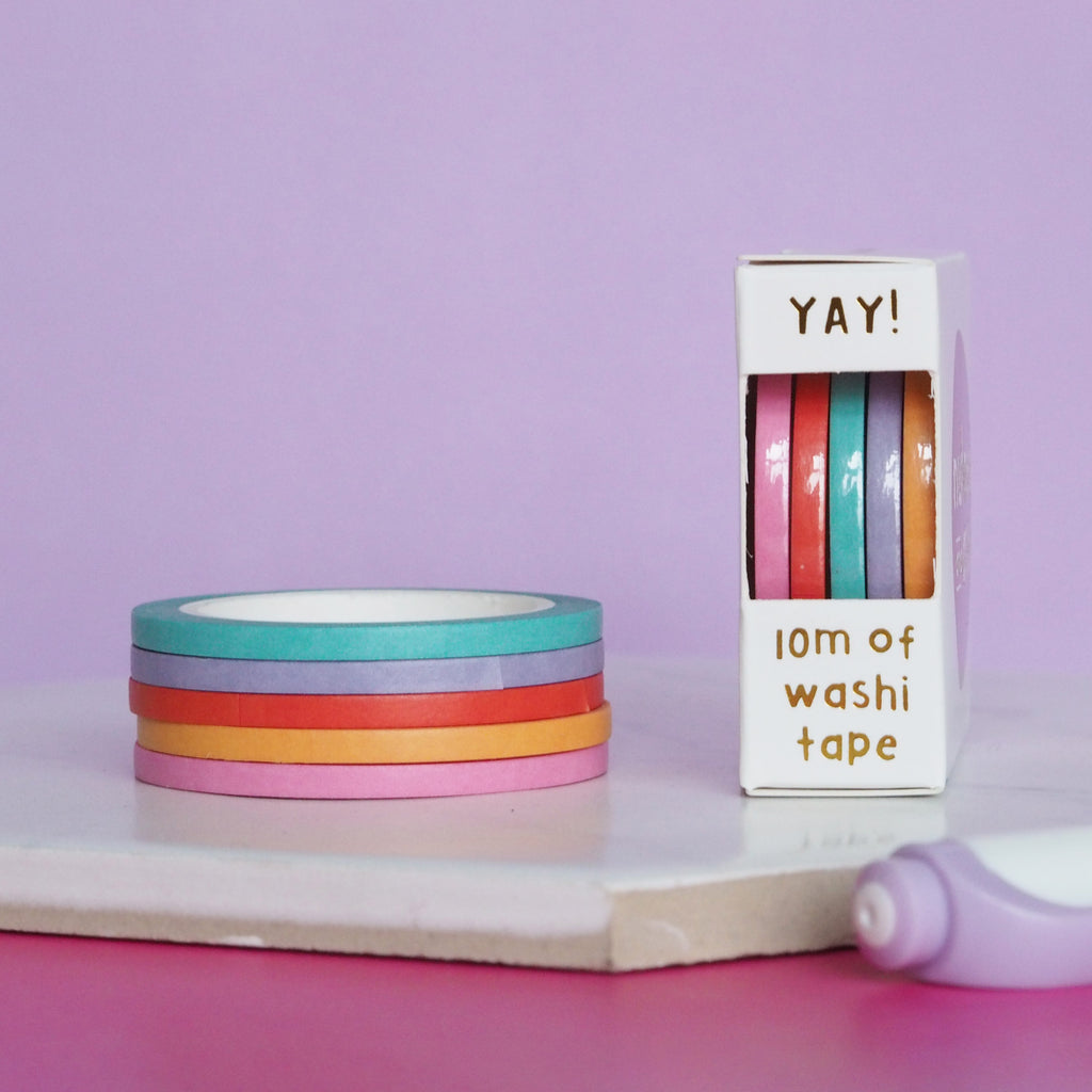 Mini rainbow 3mm washi tape set - Nutmeg and Arlo