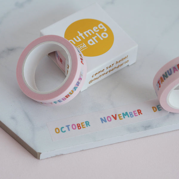 Months of the year washi tape organisation - Nutmeg and Arlo