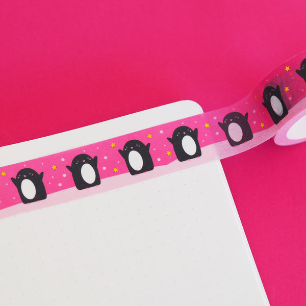 Pink Penguin Christmas Washi Tape - Nutmeg and Arlo