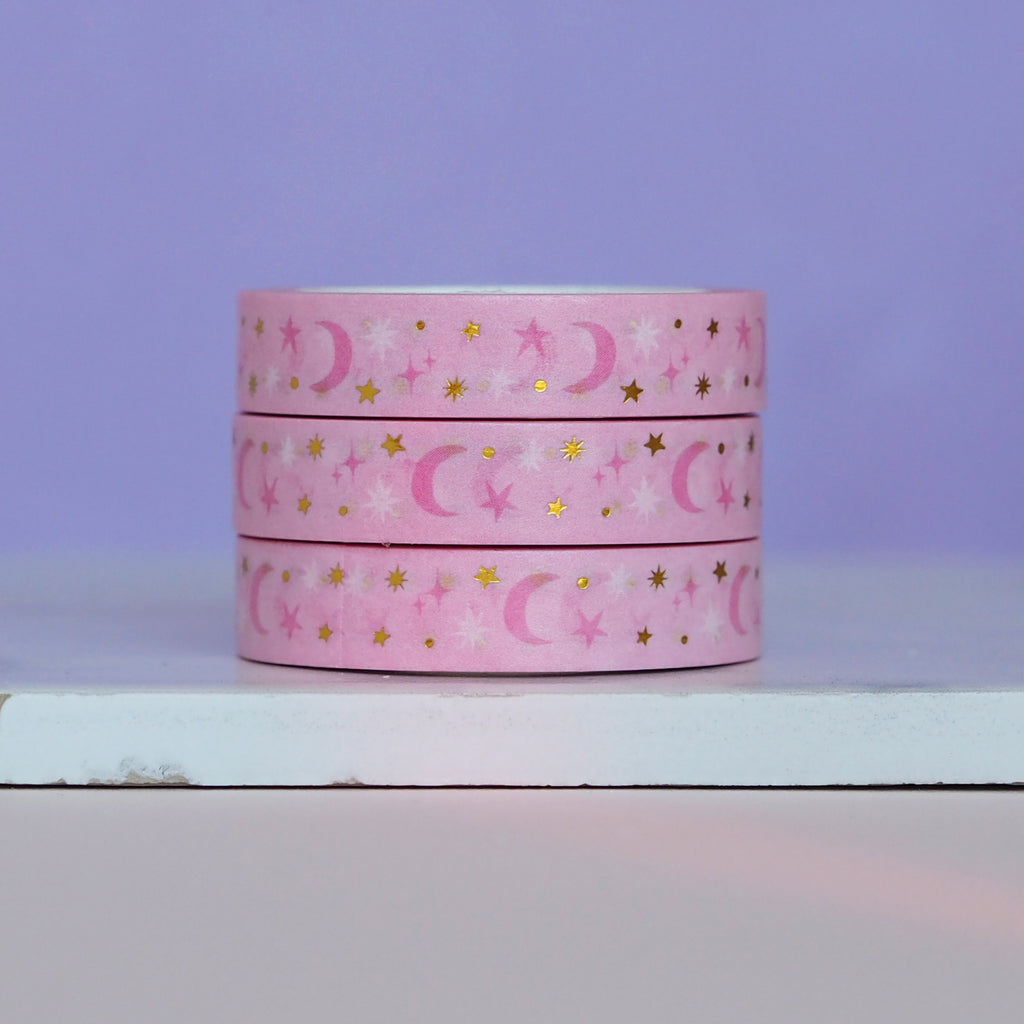 Pink Gold foil Galaxy Stars Washi Tape - Nutmeg and Arlo