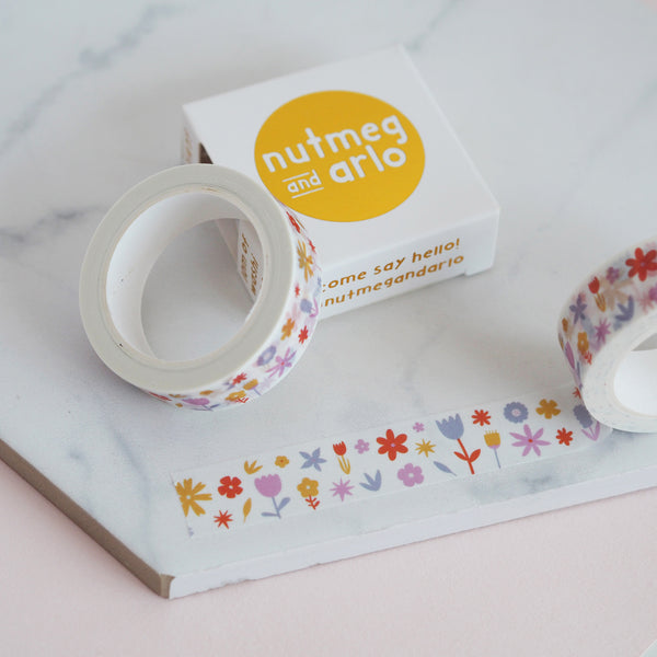 Pretty flower blooms floral washi tape - Nutmeg and Arlo