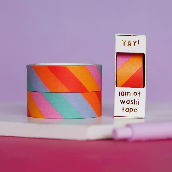 Colourful rainbow stripe washi tape - nutmeg and arlo