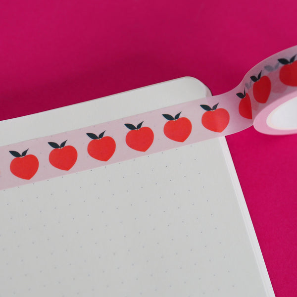 Peach pattern washi tape on a notebook - nutmeg and arlo