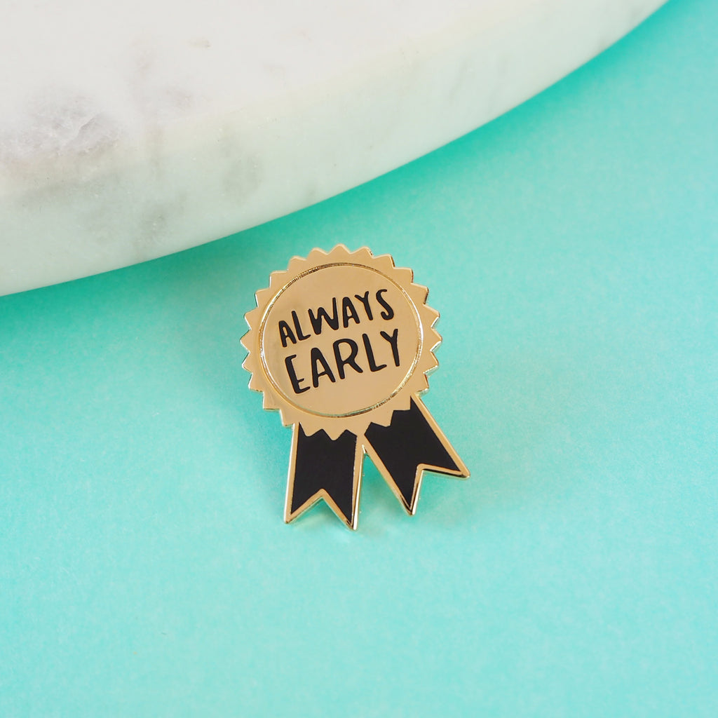 Also Early Always Early Enamel Pin – Nutmeg and Arlo