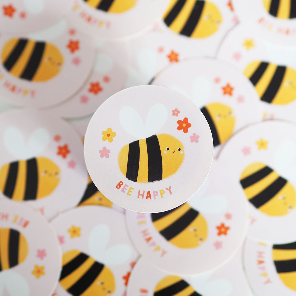 Bee Happy Shell Bee Happy Sticker β Nutmeg and Arlo