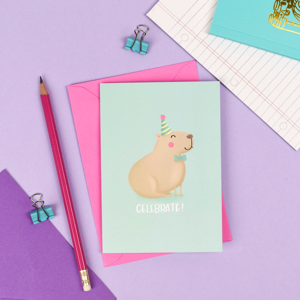 Celebrate! Capybara Card - Nutmeg and Arlo